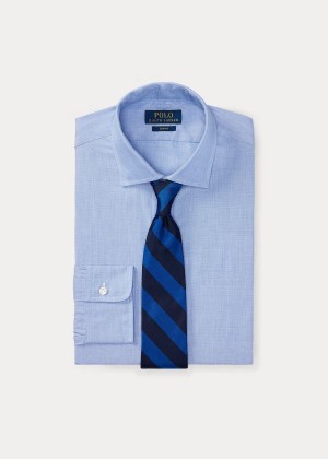 Koszule Ralph Lauren Slim Fit Cotton Dress Shirt Męskie Głęboka Niebieskie Białe | BEXN4101