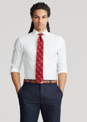 Koszule Ralph Lauren Slim Fit Easy Care Shirt Męskie Białe | XUSP2627