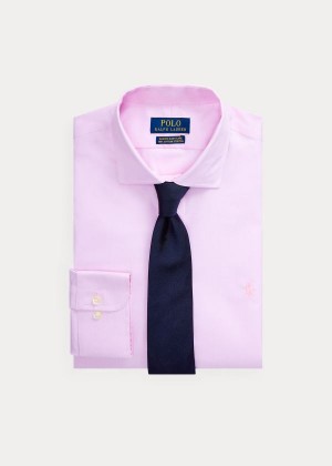 Koszule Ralph Lauren Slim Fit End-on-End Shirt Męskie Różowe Białe | MBMF5415