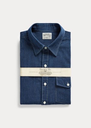 Koszule Ralph Lauren Slim Fit Indigo Striped Shirt Męskie Ciemny Indygo | ENKN0071