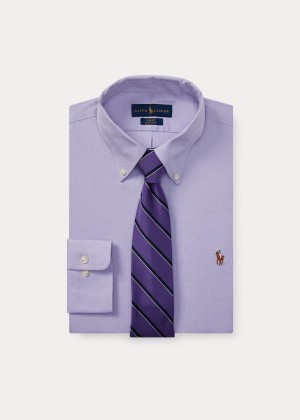 Koszule Ralph Lauren Slim Fit Oxford Shirt Męskie Głęboka Fioletowe Białe | QHFY1278