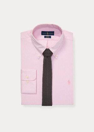 Koszule Ralph Lauren Slim Fit Striped Oxford Shirt Męskie Różowe Białe | FYWQ3439