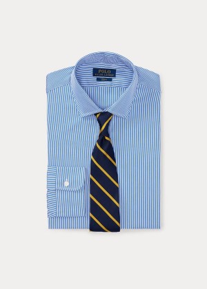 Koszule Ralph Lauren Slim Fit Striped Shirt Męskie Niebieskie Białe | UHBT1979