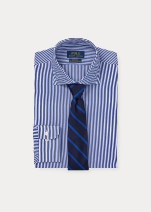 Koszule Ralph Lauren Striped Easy Care Stretch Poplin Shirt - All Fits Męskie Królewski Niebieski Niebieskie Białe | IXCX6752