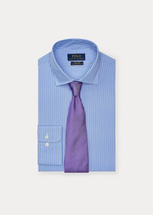 Koszule Ralph Lauren Striped Easy Care Stretch Poplin Shirt - All Fits Męskie Niebieskie Białe | SDSZ7628