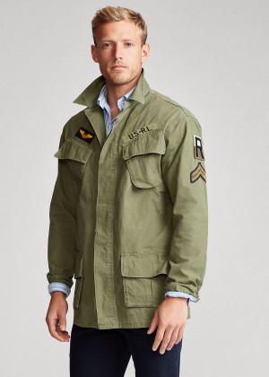 Koszule Ralph Lauren Washed Twill Overshirt Męskie Oliwkowe | DZIB9851