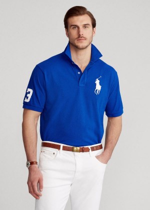 Koszulki Polo Ralph Lauren Big Pony Mesh Polo Shirt Męskie Niebieskie Królewski Niebieski | NIUJ9826