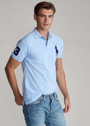 Koszulki Polo Ralph Lauren Big Pony Mesh Polo Shirt Męskie Głęboka Niebieskie | DWZD9714