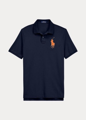 Koszulki Polo Ralph Lauren Big Pony Mesh Polo Shirt Męskie Granatowe | IASG1874