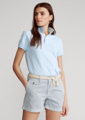 Koszulki Polo Ralph Lauren Classic Fit Mesh Polo Shirt Damskie Niebieskie | IGZW3206