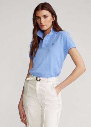 Koszulki Polo Ralph Lauren Classic Fit Mesh Polo Shirt Damskie Niebieskie | XNPX1704