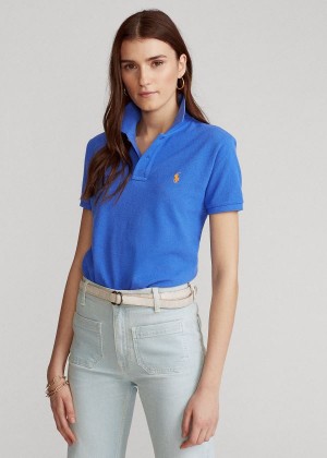 Koszulki Polo Ralph Lauren Classic Fit Mesh Polo Shirt Damskie Niebieskie | KQUU5418