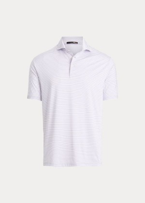 Koszulki Polo Ralph Lauren Classic Fit Performance Polo Męskie Białe Głęboka Fioletowe | BDVW7735