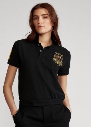 Koszulki Polo Ralph Lauren Classic Fit Polo Shirt Damskie Czarne | LKLI3486