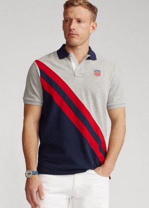 Koszulki Polo Ralph Lauren Classic Fit Shield Polo Shirt Męskie Szare Kolorowe | BYLC9627