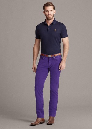 Koszulki Polo Ralph Lauren Custom Fit Piqu? Polo Shirt Męskie Granatowe | QAXE5185