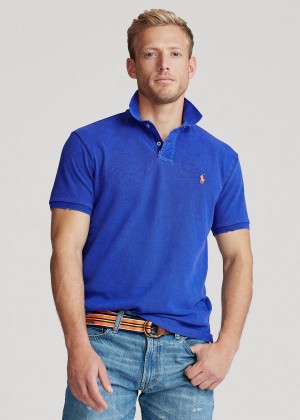 Koszulki Polo Ralph Lauren Custom Slim Distressed Polo Męskie Królewski Niebieski Niebieskie | ZCAM4466