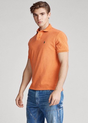 Koszulki Polo Ralph Lauren Custom Slim Distressed Polo Męskie Pomarańczowe | IFNY0526