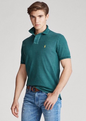 Koszulki Polo Ralph Lauren Custom Slim Distressed Polo Męskie Zielone | TFNZ5554