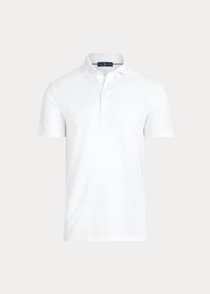 Koszulki Polo Ralph Lauren Custom Slim Fit Performance Polo Shirt Męskie Białe | UGHR2713