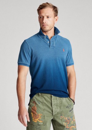 Koszulki Polo Ralph Lauren Custom Slim Fit Indigo Polo Męskie Indygo Niebieskie | TJHA9906