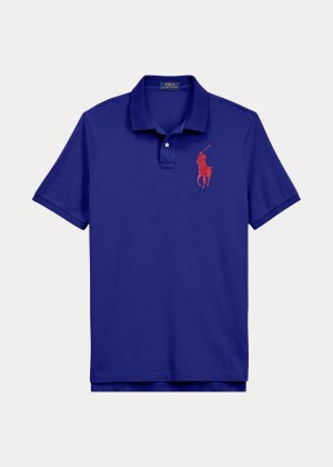 Koszulki Polo Ralph Lauren Custom Slim Fit Mesh Polo Męskie Królewski Niebieski Niebieskie | WSIC7909