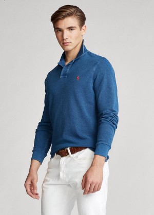 Koszulki Polo Ralph Lauren Custom Slim Indigo Mesh Polo Męskie Indygo | SSJF4041