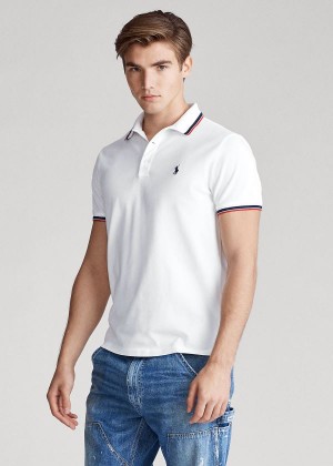 Koszulki Polo Ralph Lauren Custom Slim Stretch Mesh Polo Męskie Białe | MSDP4229