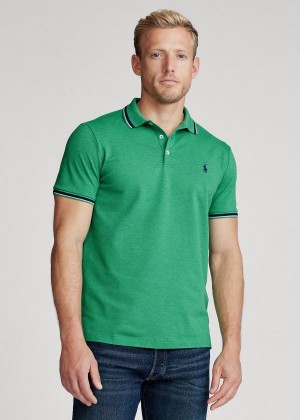 Koszulki Polo Ralph Lauren Custom Slim Stretch Mesh Polo Męskie Zielone | MIMT1850