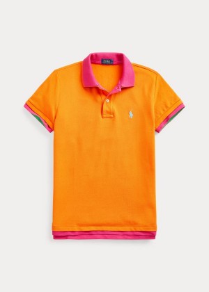 Koszulki Polo Ralph Lauren Double-Knit Cotton Polo Shirt Damskie Pomarańczowe Jasny Różowe | GIGI4446