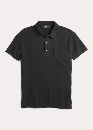 Koszulki Polo Ralph Lauren Indigo Cotton Pocket Polo Męskie Niebieskie Czarne | INQZ0842