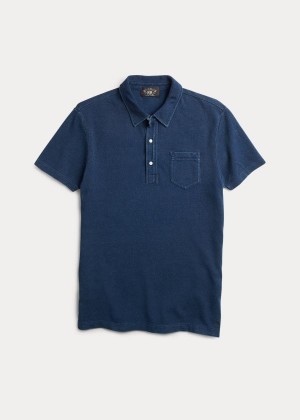 Koszulki Polo Ralph Lauren Indigo Cotton Pocket Polo Męskie Niebieskie Niebieskie | ZDOY8766