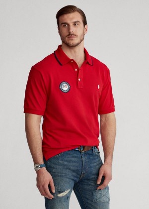 Koszulki Polo Ralph Lauren Racing Mesh Polo Shirt Męskie Czerwone | PJIG9492