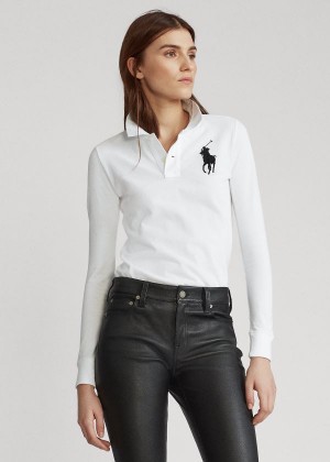 Koszulki Polo Ralph Lauren Skinny Fit Big Pony Polo Damskie Białe | MXZI9360