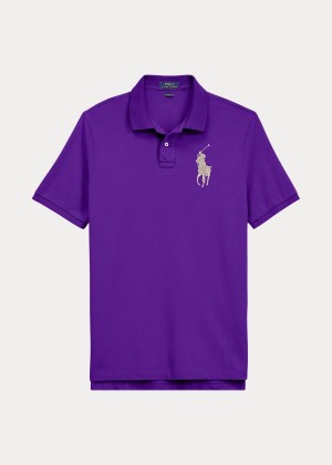 Koszulki Polo Ralph Lauren Slim Fit Mesh Polo Shirt Męskie Fioletowe | ULMB2158