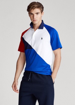 Koszulki Polo Ralph Lauren Tech Piqu? Polo Shirt Męskie Niebieskie Królewski Niebieski Kolorowe | DZNL4820