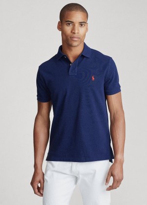 Koszulki Polo Ralph Lauren The Iconic Mesh Polo Shirt - All Fits Męskie Granatowe Czerwone | VLCL3501