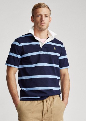 Koszulki Polo Ralph Lauren The Iconic Rugby Shirt Męskie Granatowe Niebieskie | XFMV6923