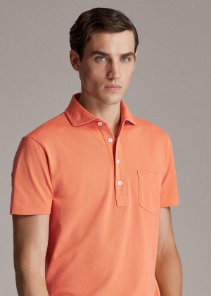 Koszulki Polo Ralph Lauren Washed Piqu? Polo Shirt Męskie Pomarańczowe | HEKX3035