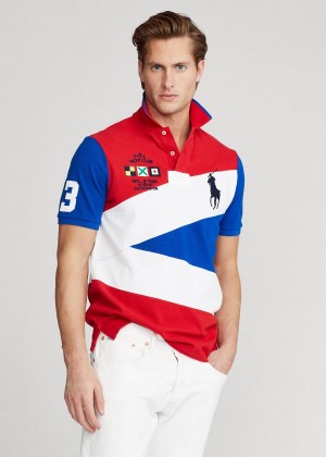 Koszulki Polo Ralph Lauren Yacht Club Mesh Polo Shirt - All Fits Męskie Czerwone Kolorowe | BCZW6533