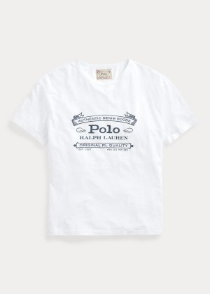 Koszulki Ralph Lauren Classic Fit Graphic T-Shirt Męskie Białe | QWXO2948