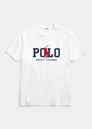 Koszulki Ralph Lauren Classic Fit Logo T-Shirt Męskie Białe | YFRY7351