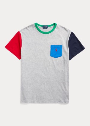 Koszulki Ralph Lauren Classic Fit Pocket T-Shirt Męskie Szare Kolorowe | LNTA4741