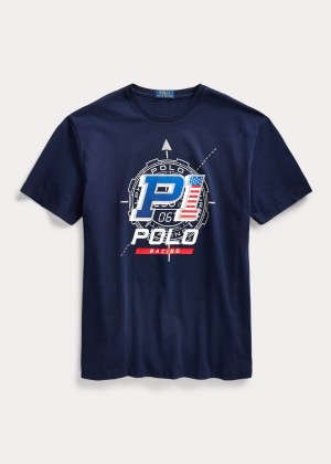 Koszulki Ralph Lauren Classic Fit Racing T-Shirt Męskie Granatowe | SEBQ2666