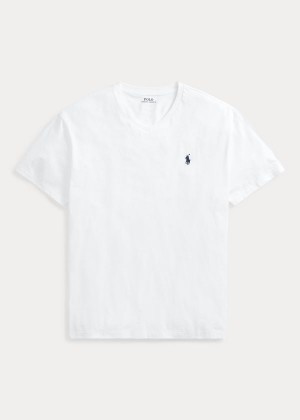 Koszulki Ralph Lauren Classic Fit V-Neck T-Shirt Męskie Białe | JEJQ8338