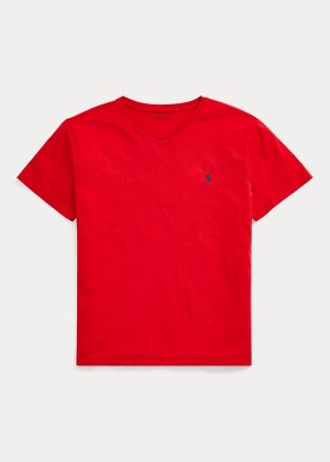 Koszulki Ralph Lauren Classic Fit V-Neck T-Shirt Męskie Czerwone | UQBJ5879