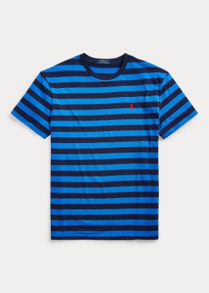 Koszulki Ralph Lauren Classic Striped Jersey T-Shirt Męskie Niebieskie Królewski Niebieski Granatowe | KPOV3423