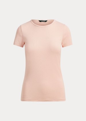 Koszulki Ralph Lauren Cotton-Blend T-Shirt Damskie Różowe | POBV1389