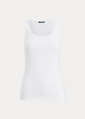 Koszulki Ralph Lauren Cotton-Blend Tank Top Damskie Białe | QVHC6143