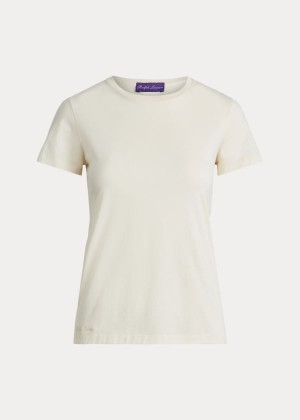 Koszulki Ralph Lauren Cotton Crewneck T-Shirt Damskie Głęboka Kremowe | KPAD2674